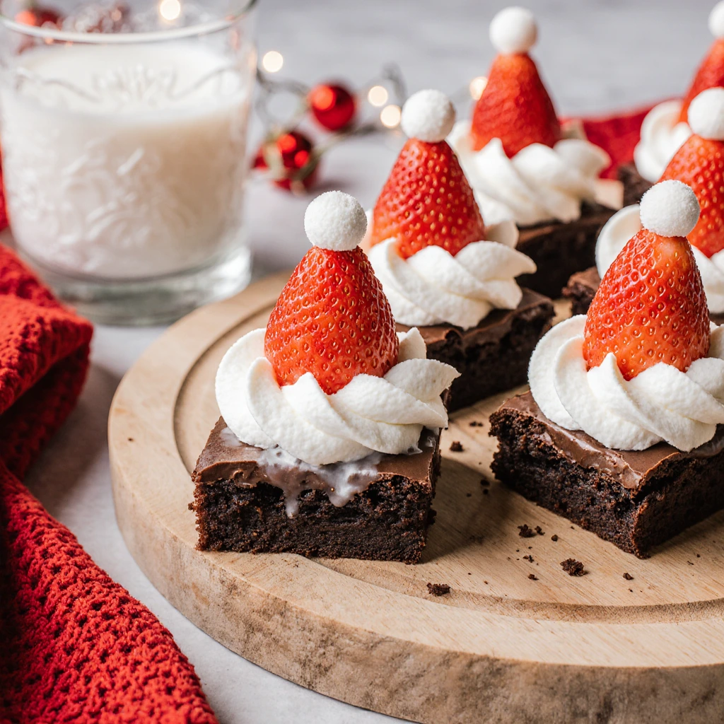 Weihnachtsmann-Mützen-Brownies für festlichen Genuss 2 Weihnachtsmann-Mützen-Brownies für festlichen Genuss