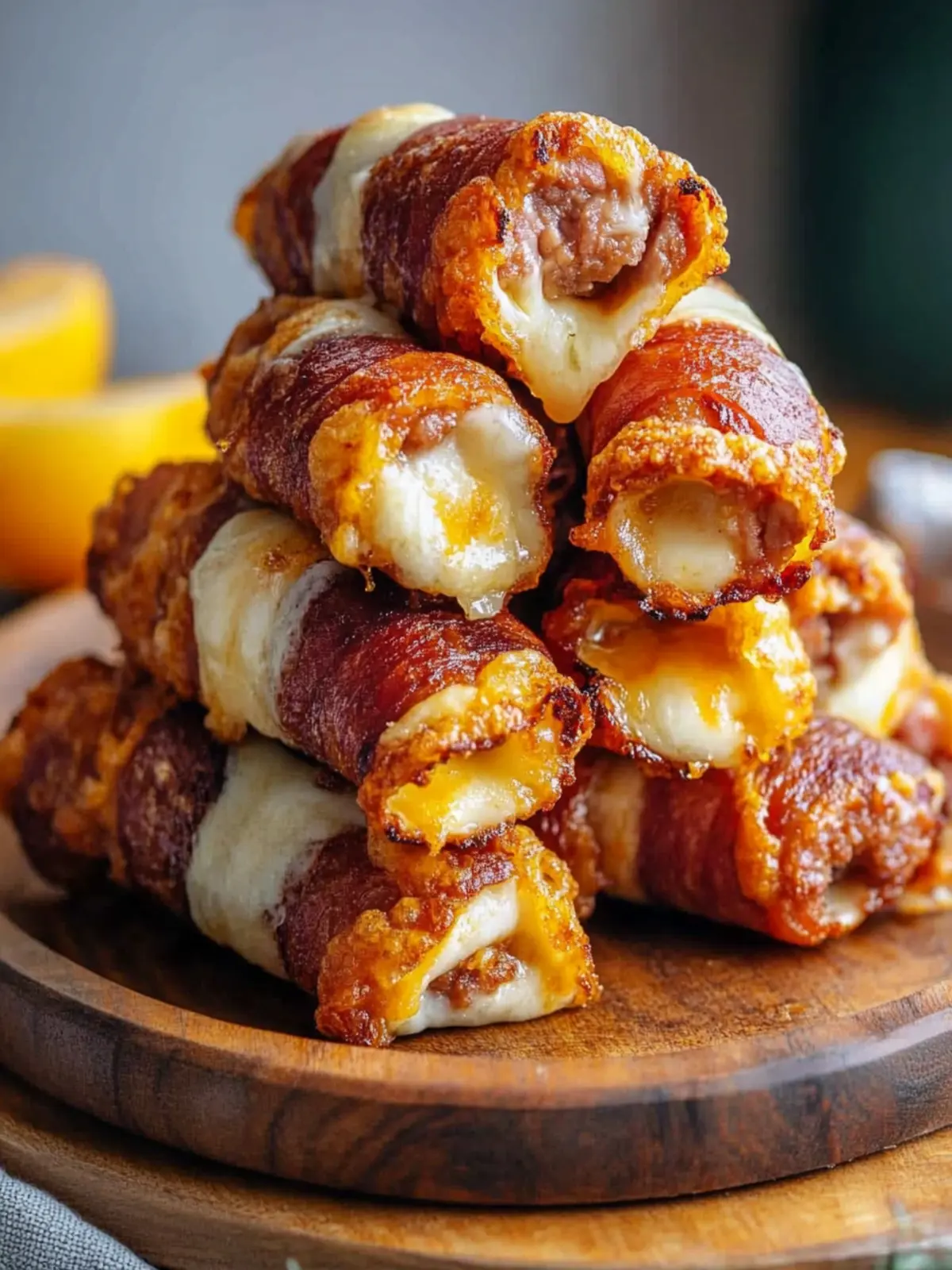 Krosse Speck-Mozzarella-Stäbchen für Snack-Fans 5 Speck-Mozzarella-Stäbchen