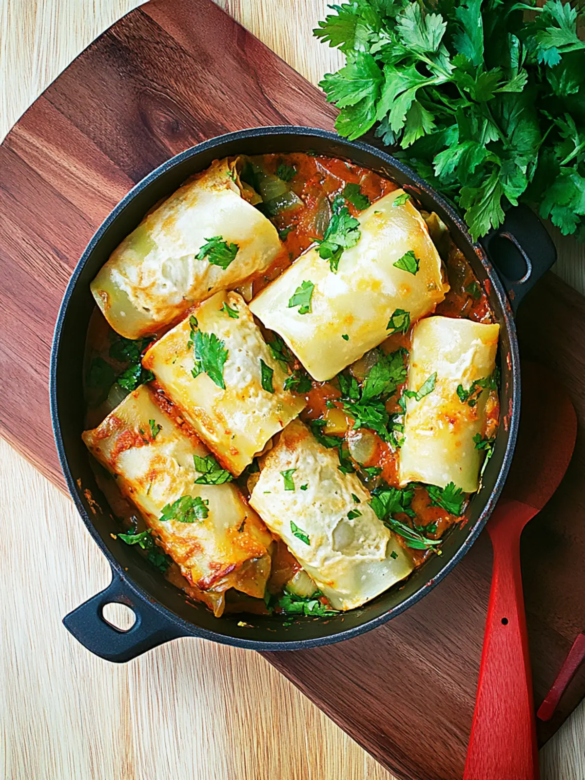 Gefüllte Kohlrouladen mit cremiger Tomatensauce 4 Gefüllte Kohlrouladen
