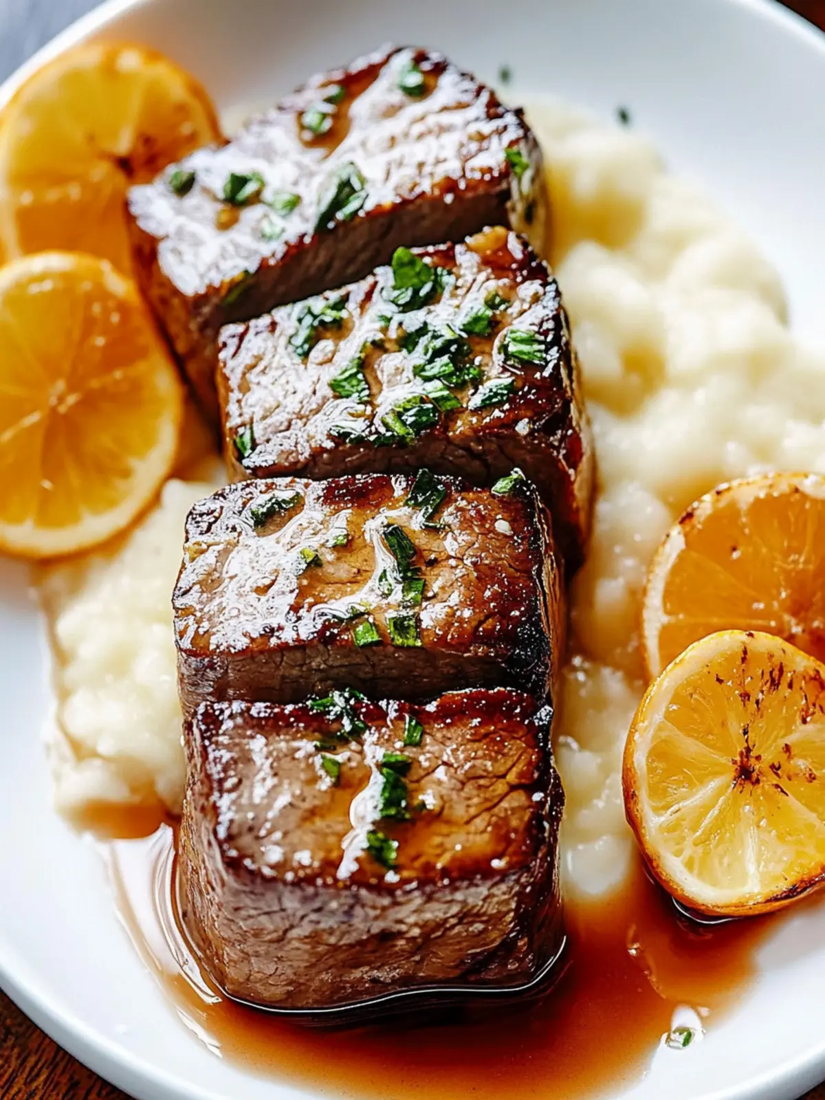 Knoblauchbutter-Rinderbissen mit Kartoffelpüree geniessen 5 Knoblauchbutter-Rinderbissen mit Kartoffelpüree