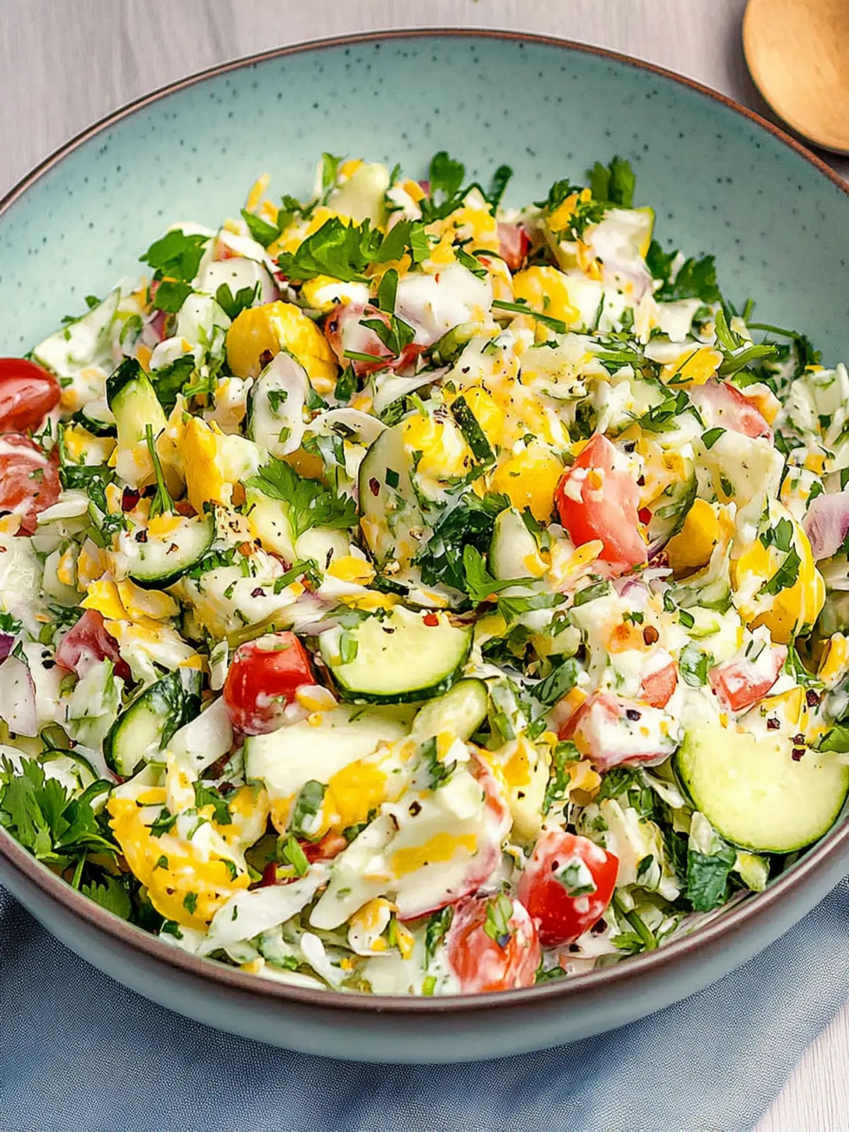 Übernacht-Salat mit cremigem Dressing leicht gemacht 4 Übernacht-Salat mit cremigem Dressing