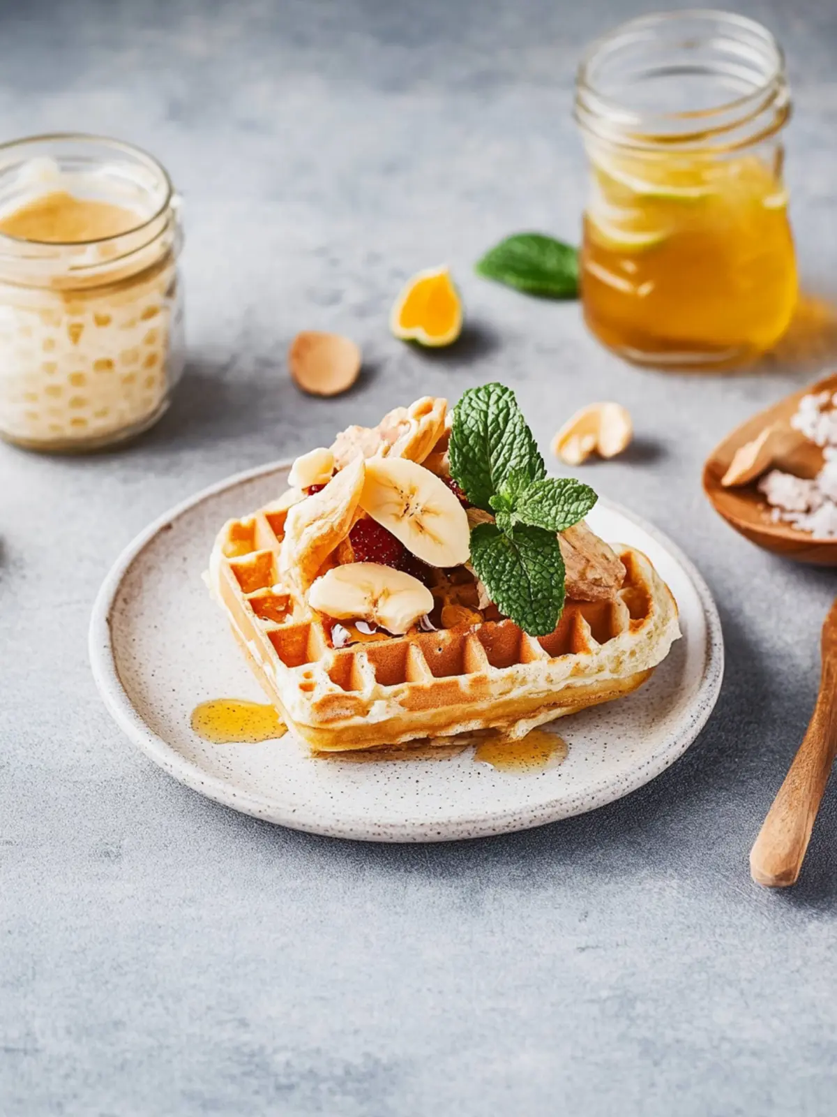 Bananenwaffeln mit Joghurt und Honig genießen 5 Bananenwaffeln mit Joghurt und Honig