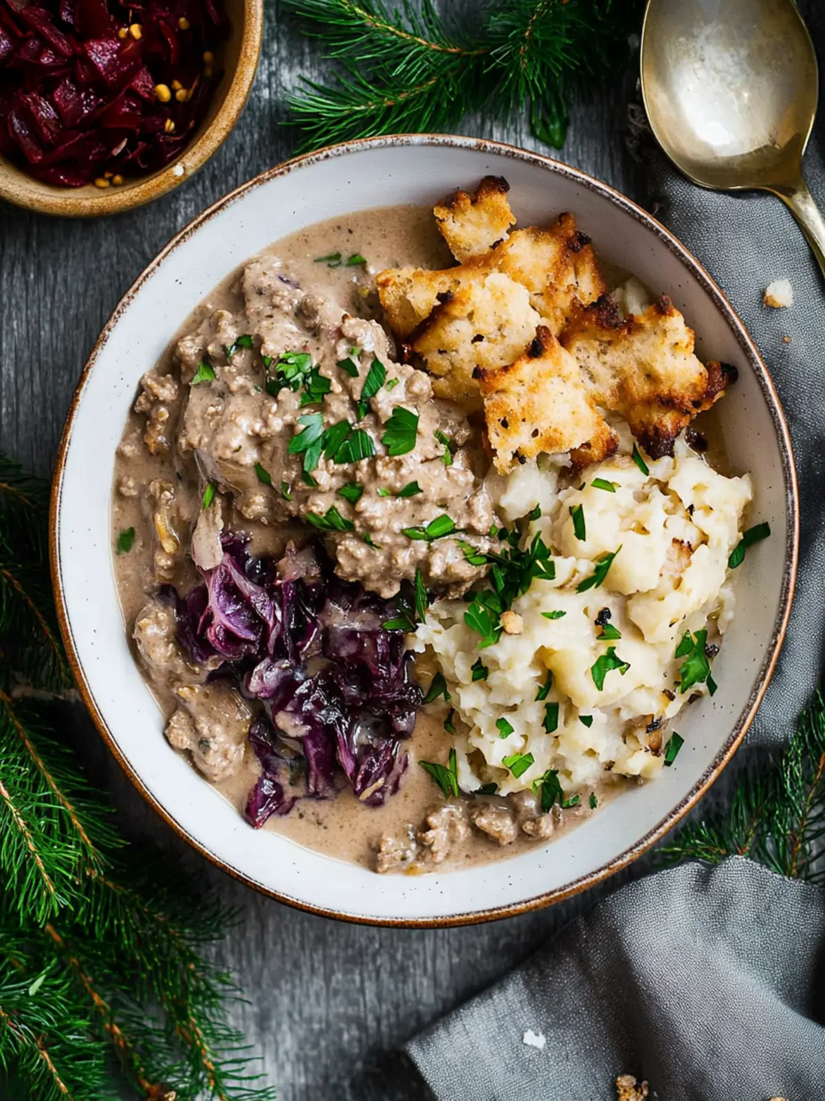 Pilz-Maronen-Ragout mit Ofenknödeln und Rotkraut Rezept 5 Pilz-Maronen-Ragout mit Ofenknödeln und Rotkraut Rezept