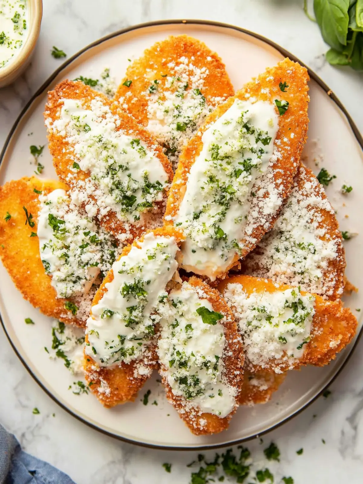 Hähnchenstreifen mit Knoblauch-Parmesan backen 5 Hähnchenstreifen mit Knoblauch-Parmesan