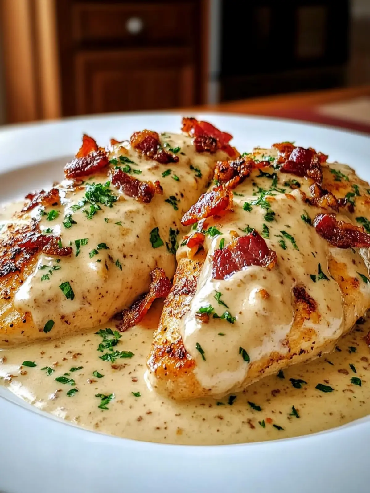 Cremige Hähnchenbrust mit knusprigem Bacon 5 Creamy chicken breast with crispy bacon