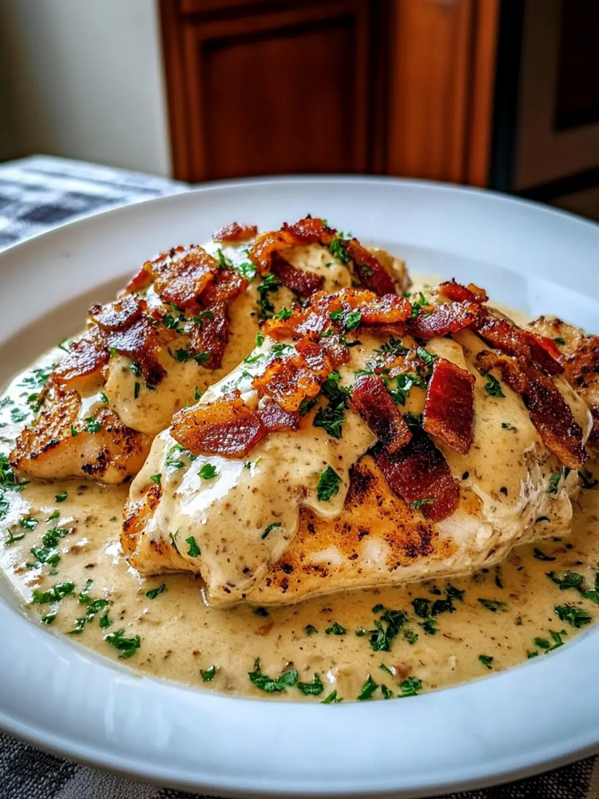 Cremige Hähnchenbrust mit knusprigem Bacon 2 Creamy chicken breast with crispy bacon