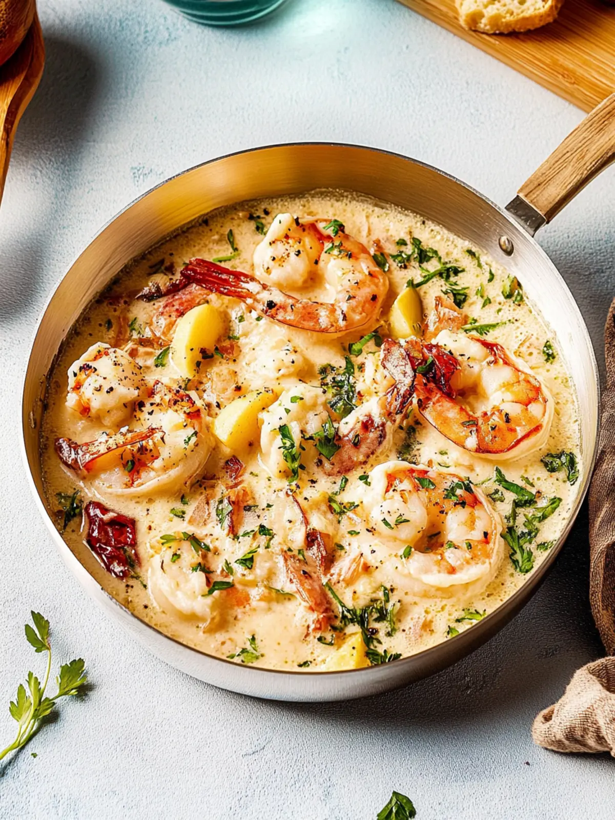 Cremige toskanische Garnelen für einen Genussabend 4 Cremige toskanische Garnelen