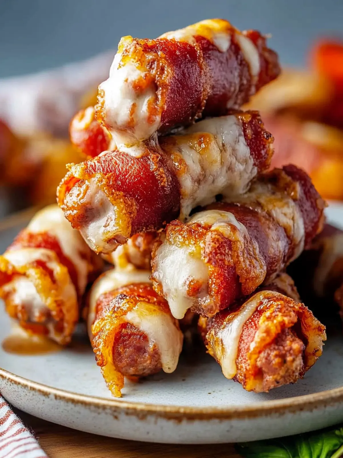 Krosse Speck-Mozzarella-Stäbchen für Snack-Fans 4 Speck-Mozzarella-Stäbchen