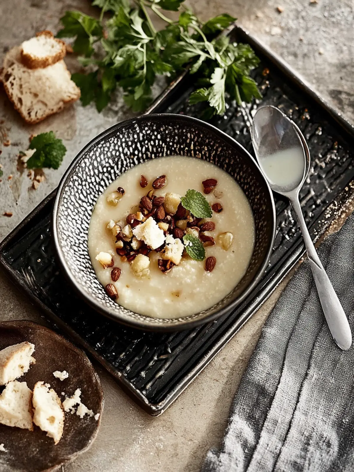 Selleriecremesuppe mit Birne und Haselnüssen genießen 4 Selleriecremesuppe mit Birne und Haselnüssen