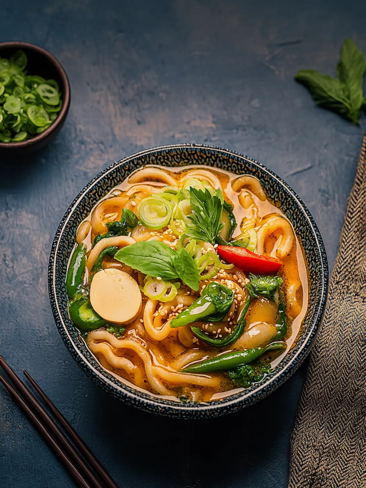 Asiatische Udon-Nudelpfanne mit Erdnusssauce und Chili 5 Asiatische Udon-Nudelpfanne mit Erdnusssauce und Chili