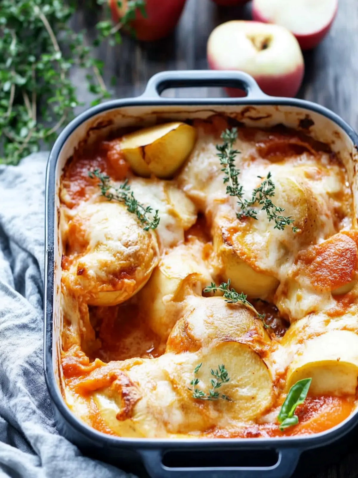 Gratinierter Schweinefilet Apfel Auflauf für Feinschmecker 4 Gratinierter Schweinefilet Apfel Auflauf