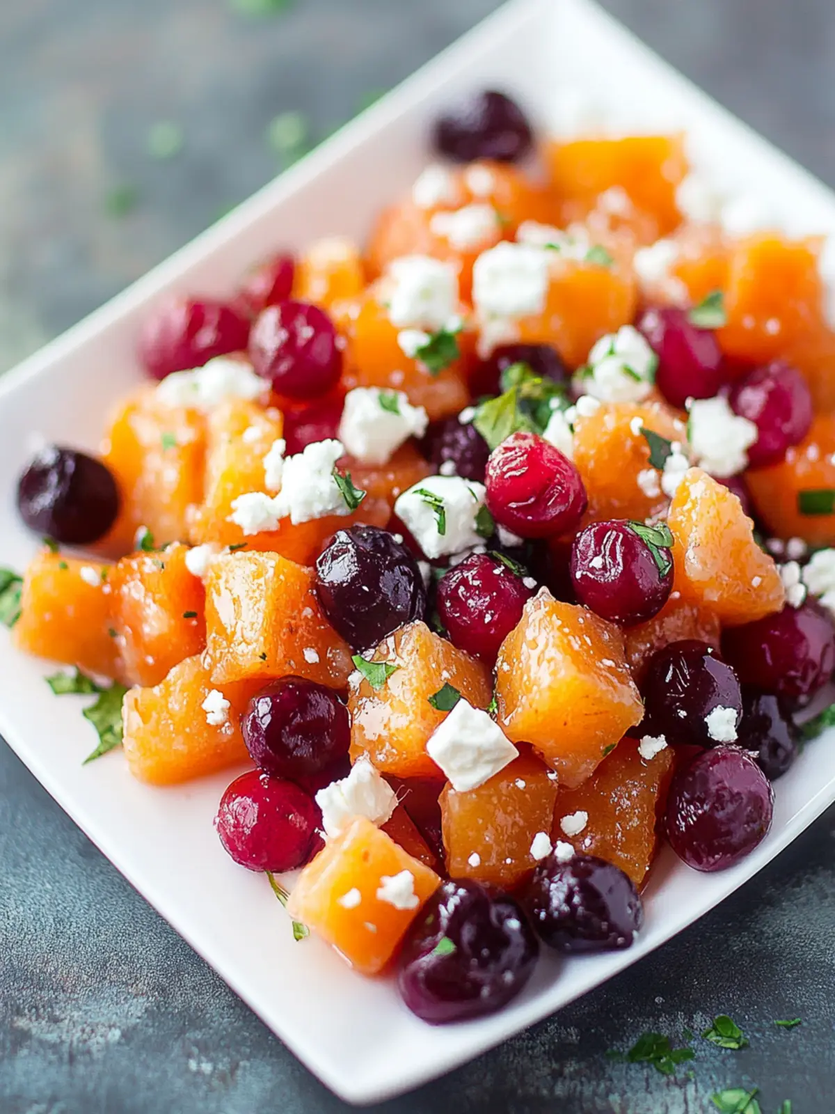 Honiggerösteter Kürbis mit Cranberries und Feta lecker genießen 4 Honiggerösteter Kürbis mit Cranberries und Feta