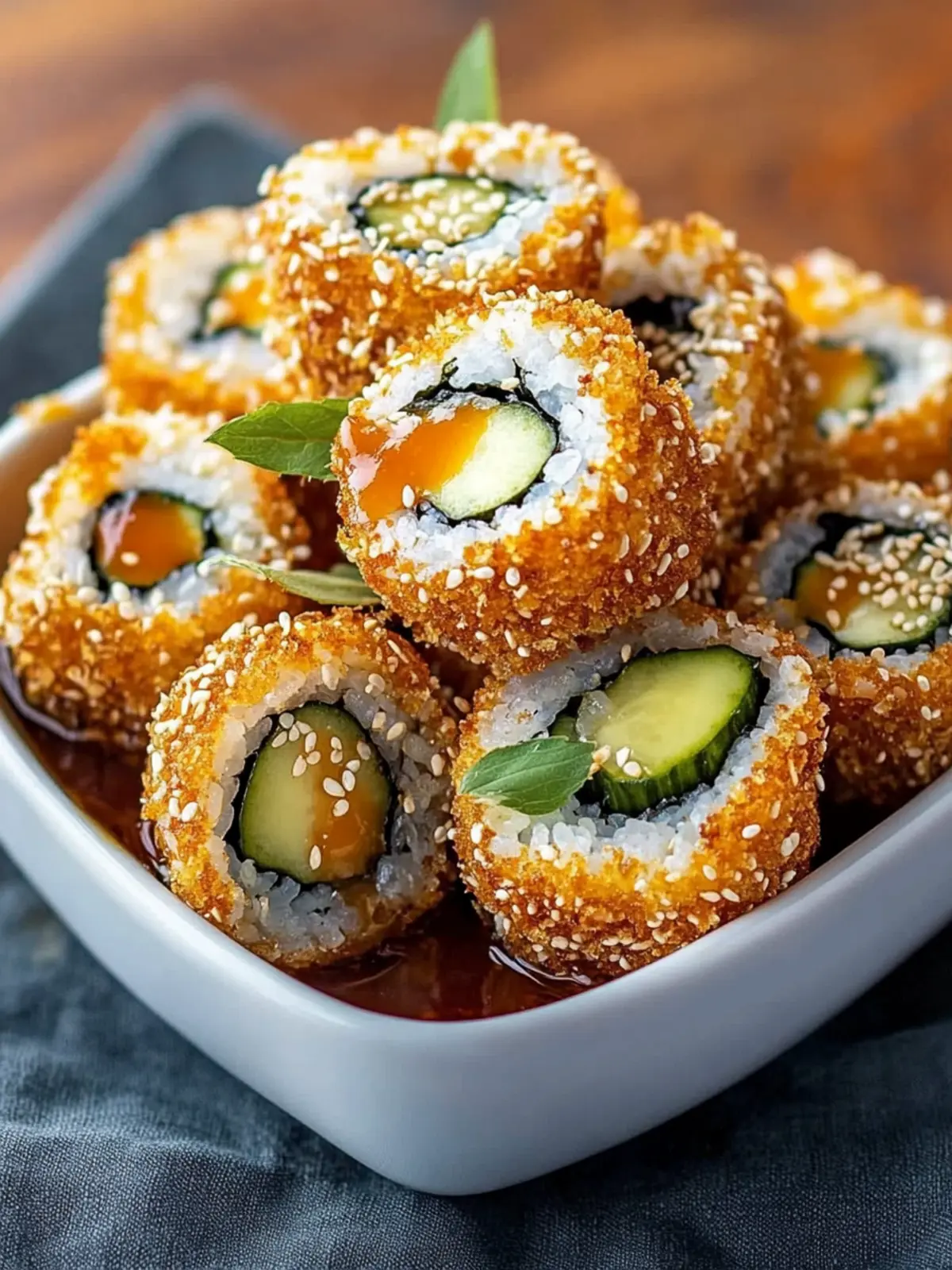 Knusprige Sushi-Rollen im Double-Crust Style 3 Knusprige Sushi-Rollen