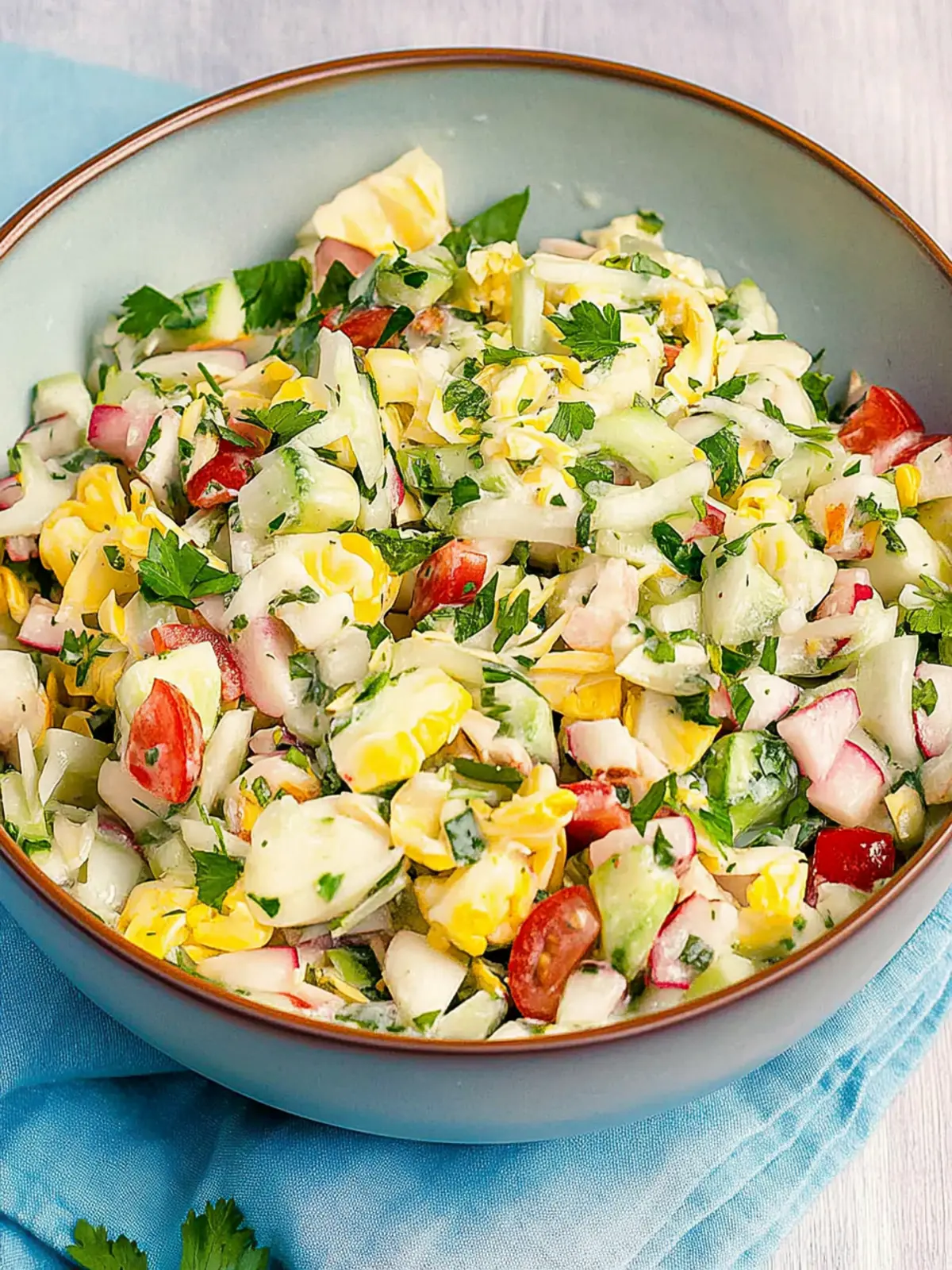 Übernacht-Salat mit cremigem Dressing für jede Party 4 Übernacht-Salat mit cremigem Dressing