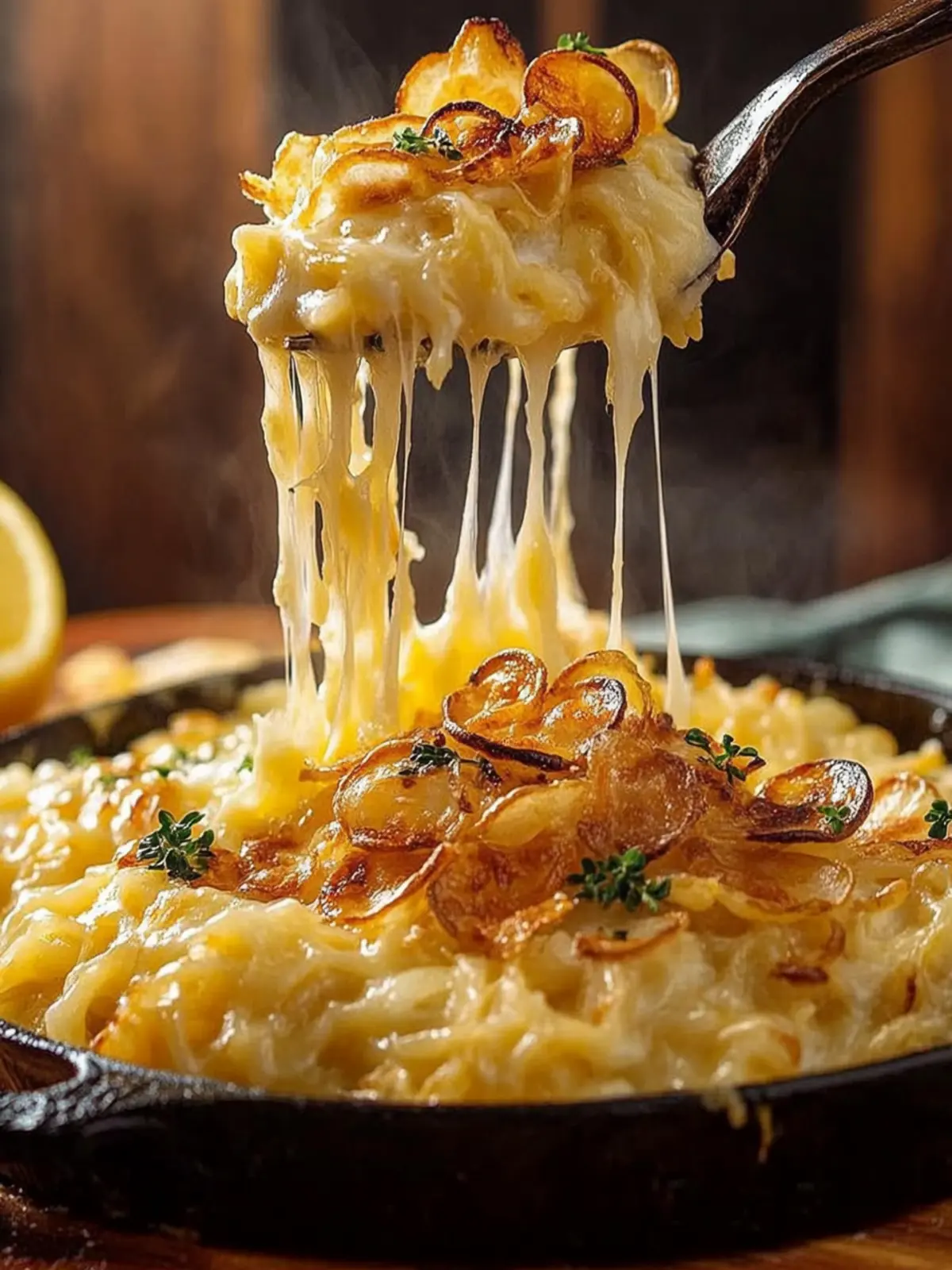 Cremige Käsespätzle mit knusprigen Röstzwiebeln 4 Creamy cheese spaetzle with crispy fried onions