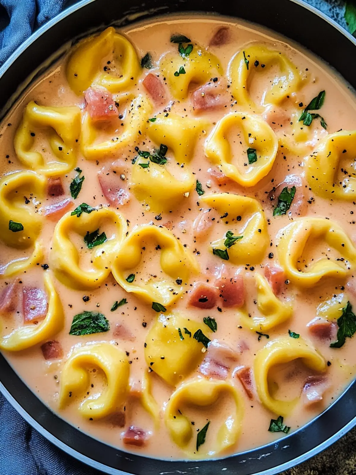 Cremige Tortellini mit Schinken-Käse-Soße schnell zubereiten 3 Cremige Tortellini mit Schinken-Käse-Soße