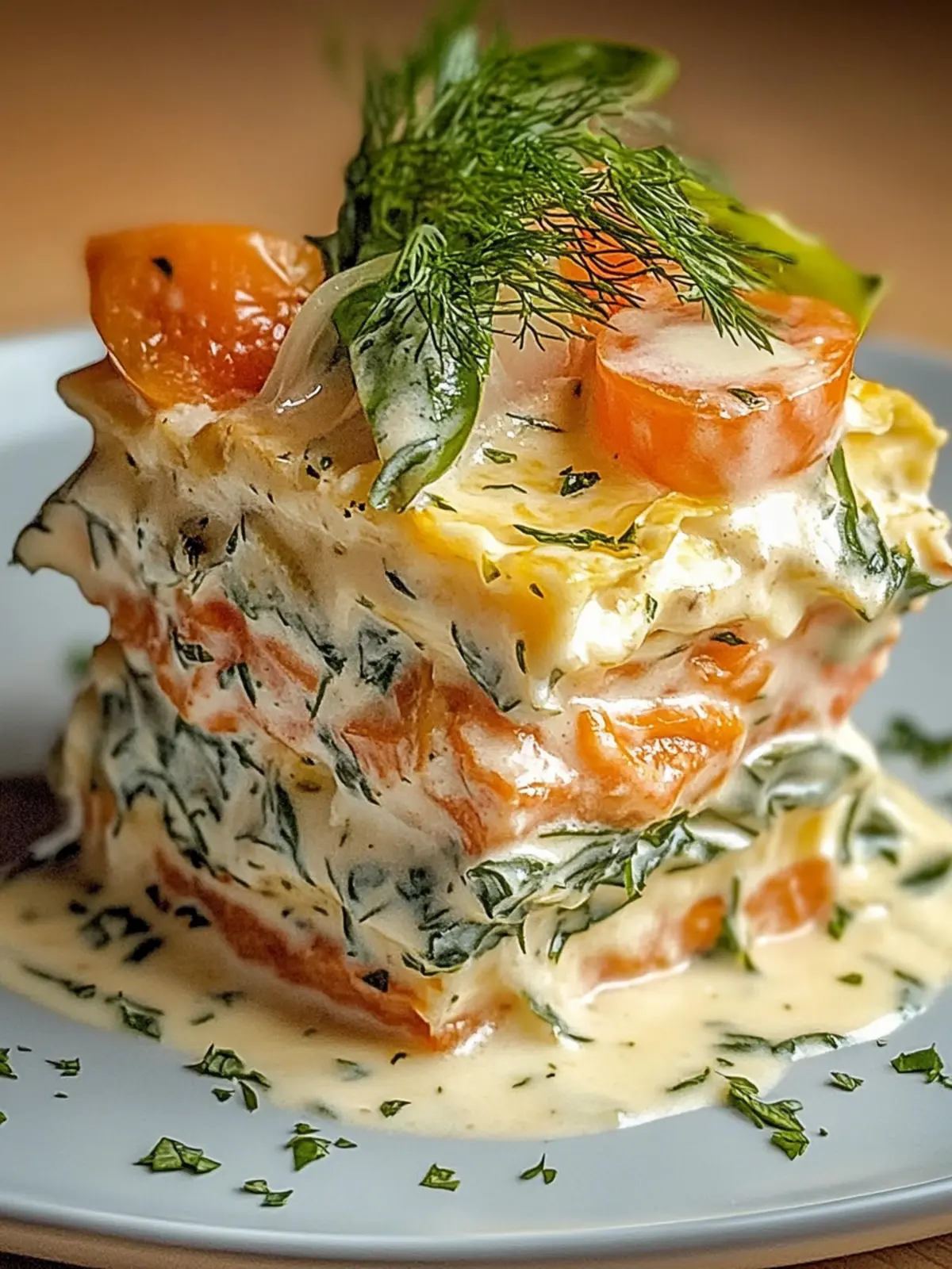 Lachs-Spinat-Lasagne mit Sahnesoße für Genussmomente 5 Lachs-Spinat-Lasagne mit Sahnesoße