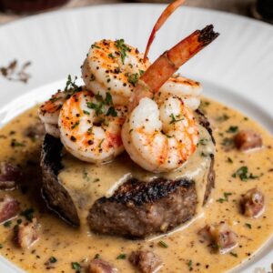 Cremiges Cheddar-Steak mit Garnelen: Schneller Genuss für Gourmets 2 Cremiges Cheddar-Steak mit Garnelen: Schneller Genuss für Gourmets