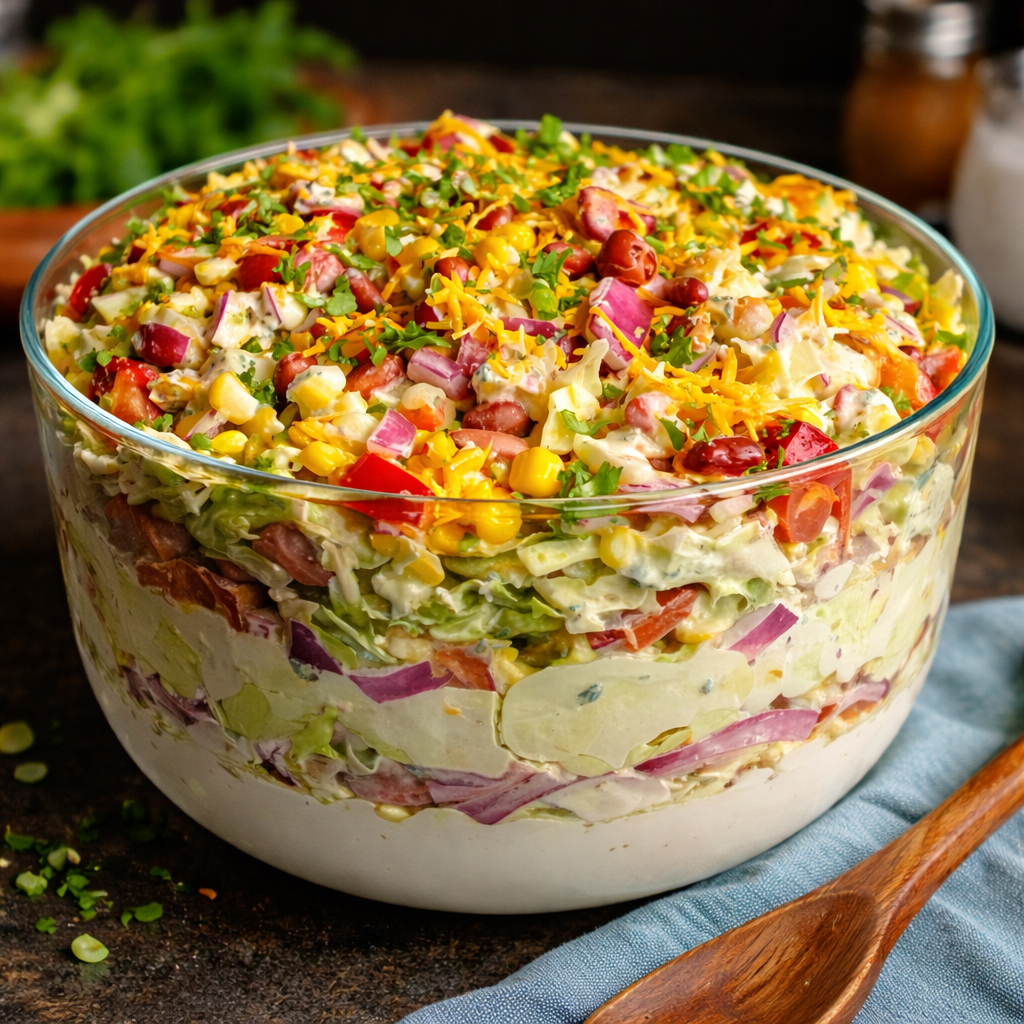 Frischer Ueber-Nacht-Salat Rezept: Perfekt für jede Feier 2 Frischer Ueber-Nacht-Salat Rezept: Perfekt für jede Feier