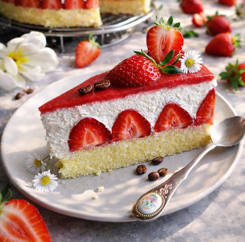 Erdbeertorte mit Mousse aus weißem Kaffee zaubern 2 Erdbeertorte mit Mousse aus weißem Kaffee zaubern