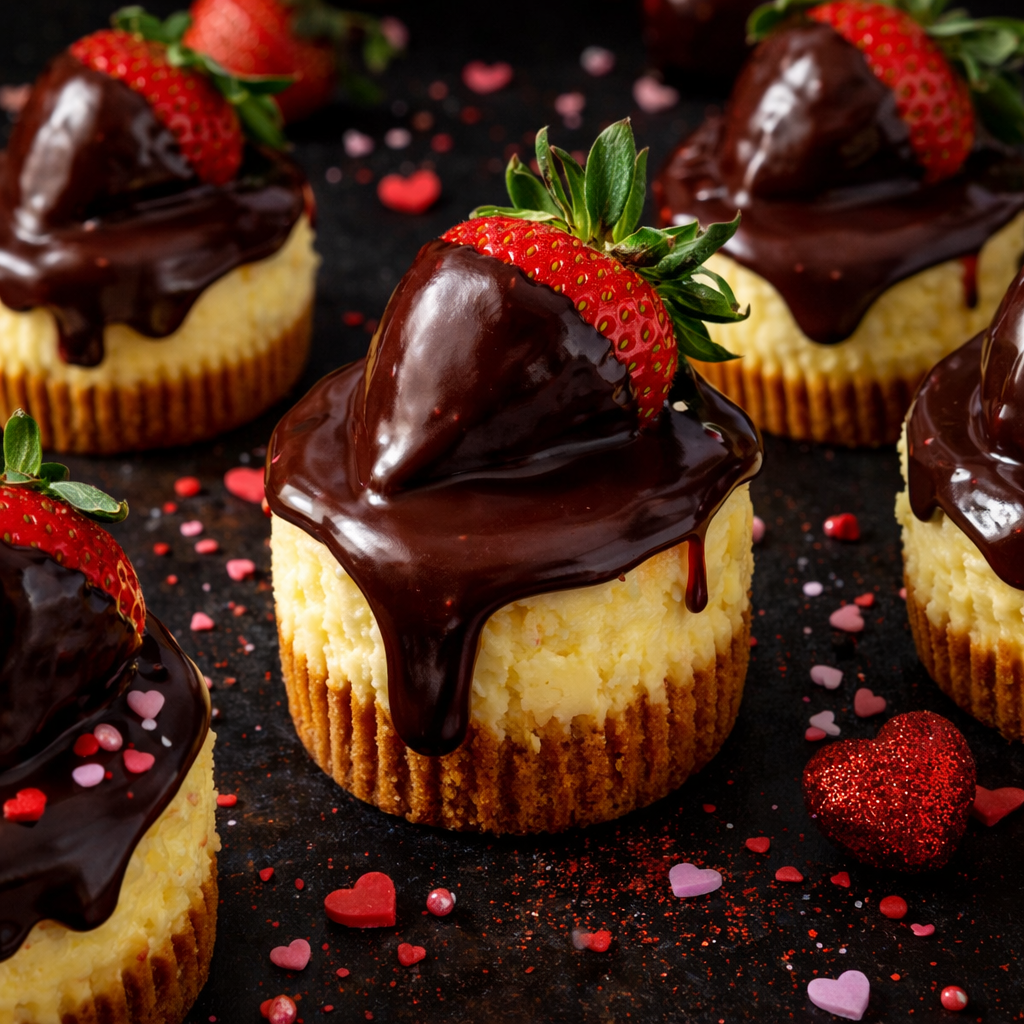 Mini Schokoladenüberzogene Erdbeer-Käsekuchen zum Verlieben 2 Mini Schokoladenüberzogene Erdbeer-Käsekuchen zum Verlieben