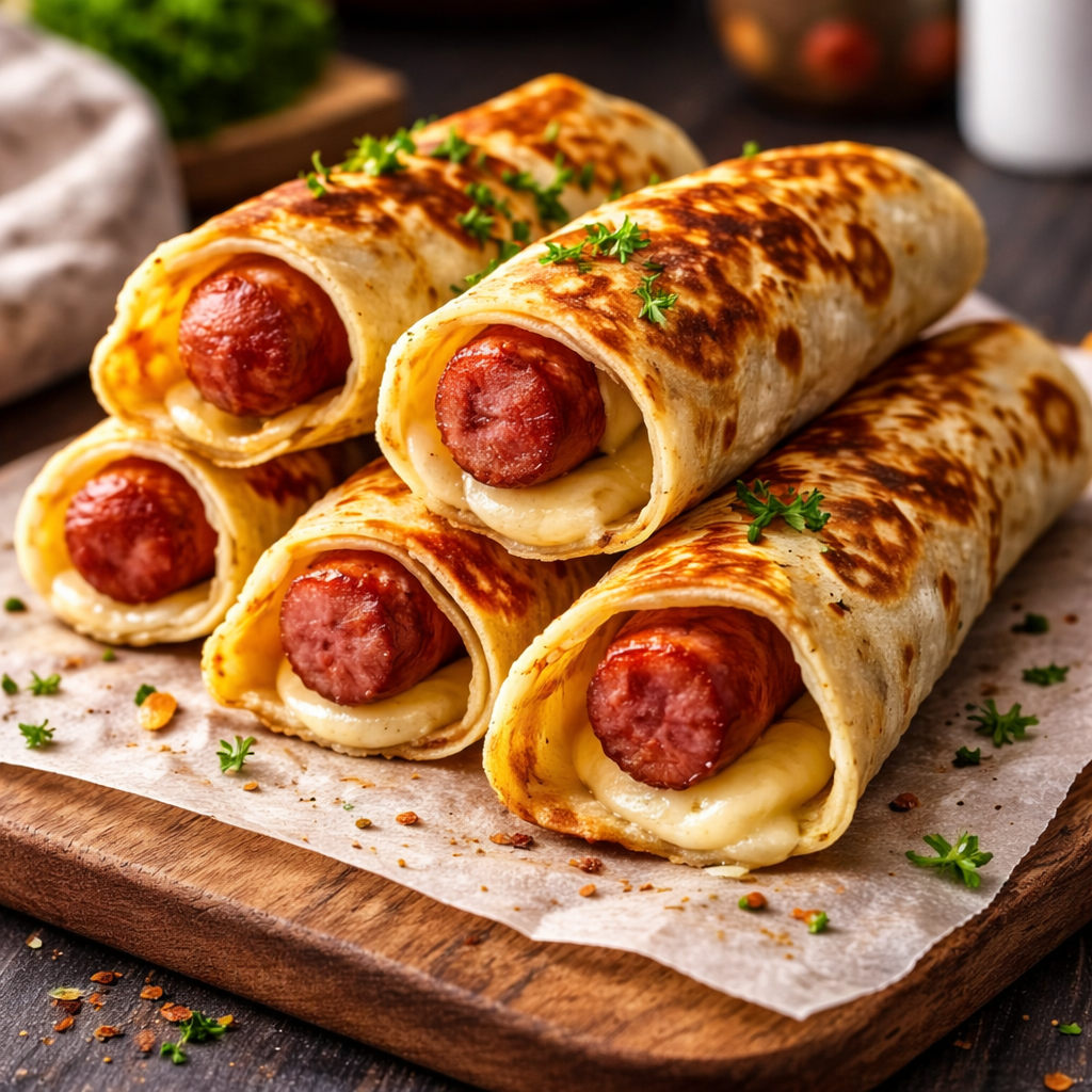 Gebackene Hot Dogs in Tortilla-Teig für den perfekten Snack 2 Gebackene Hot Dogs in Tortilla-Teig für den perfekten Snack