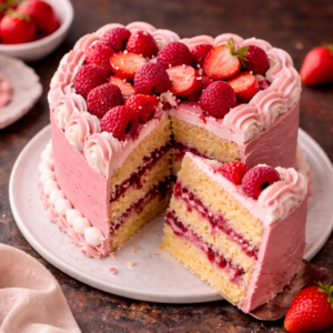 Veganer Herzförmiger Kuchen mit Beerentraum-Frosting 2 Veganer Herzförmiger Kuchen mit Beerentraum-Frosting