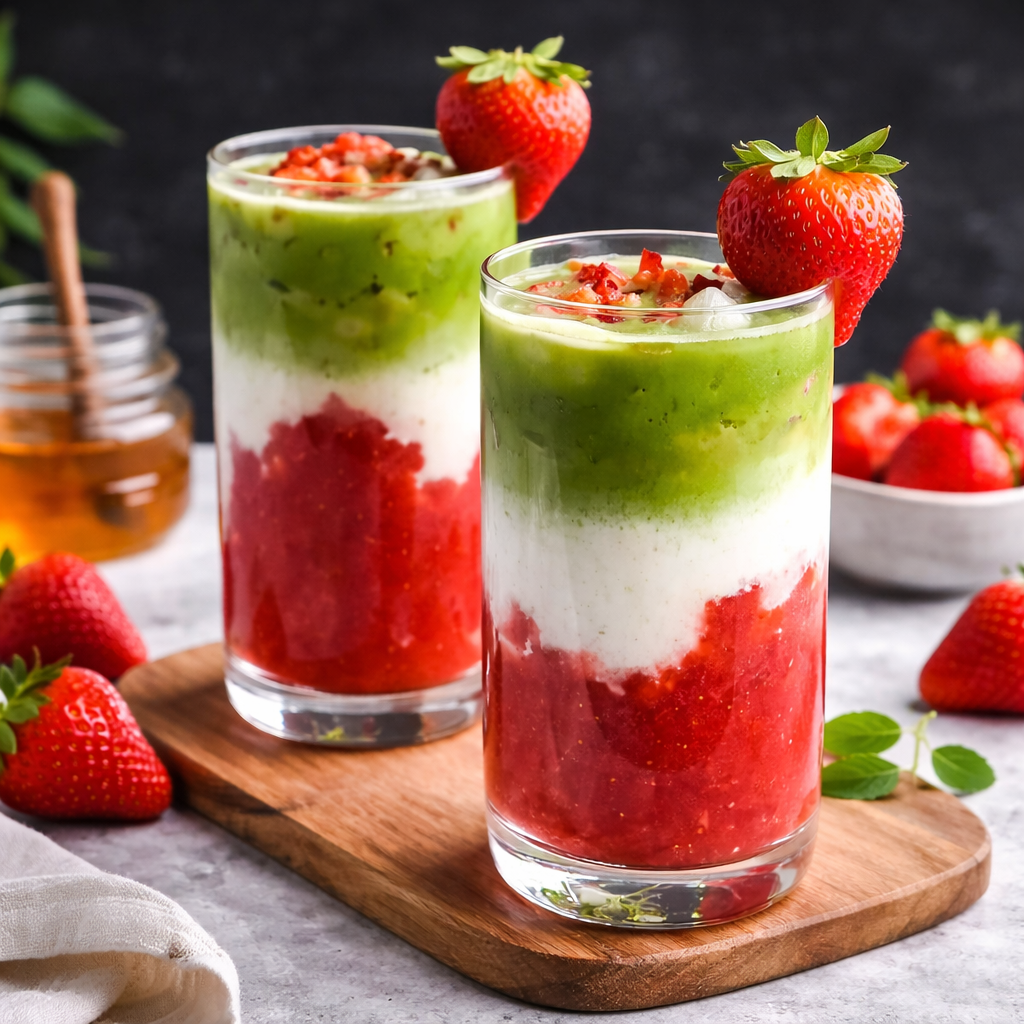 Eisige Erdbeer-Matcha-Latte: Frisch, fruity und vegan lecker 3 Eisige Erdbeer-Matcha-Latte: Frisch, fruity und vegan lecker