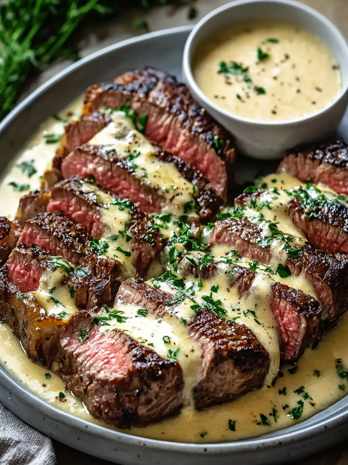 Knoblauchbutter-Steak mit Parmesan-Cremesauce Rezept für Genussexperten 4 Knoblauchbutter-Steak mit Parmesan-Cremesauce Rezept