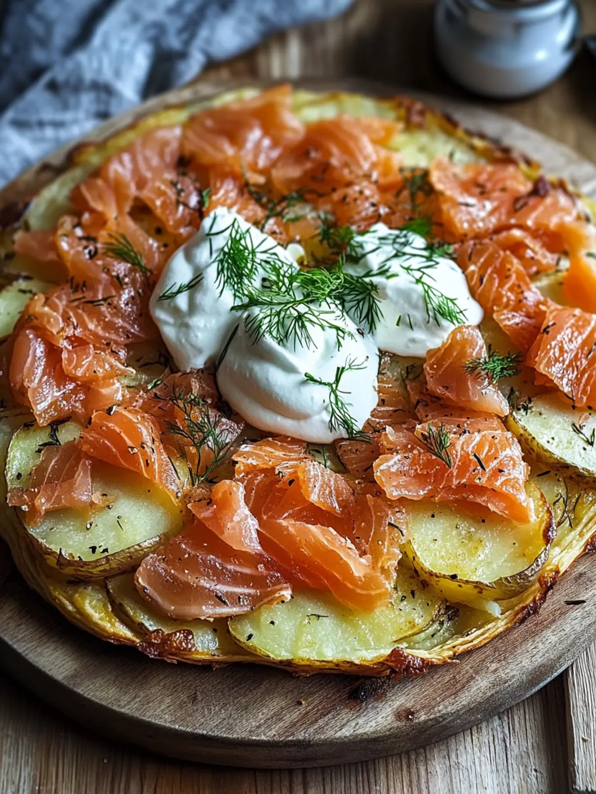 Knusprige Kartoffelgalette mit Räucherlachs und Crème Fraîche genießen 4 Crispy potato galette with smoked salmon and crème fraîche