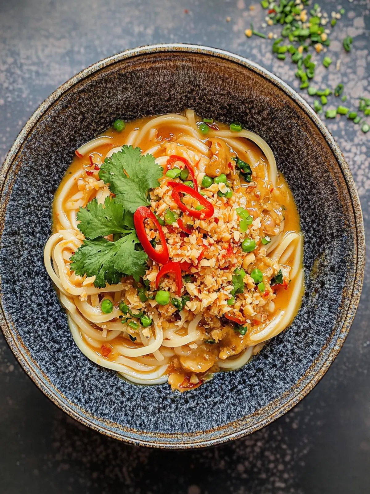 Udon Nudelpfanne mit Erdnusssoße und Chili: Schnell und Lecker 3 Udon noodle pan with peanut sauce and chili