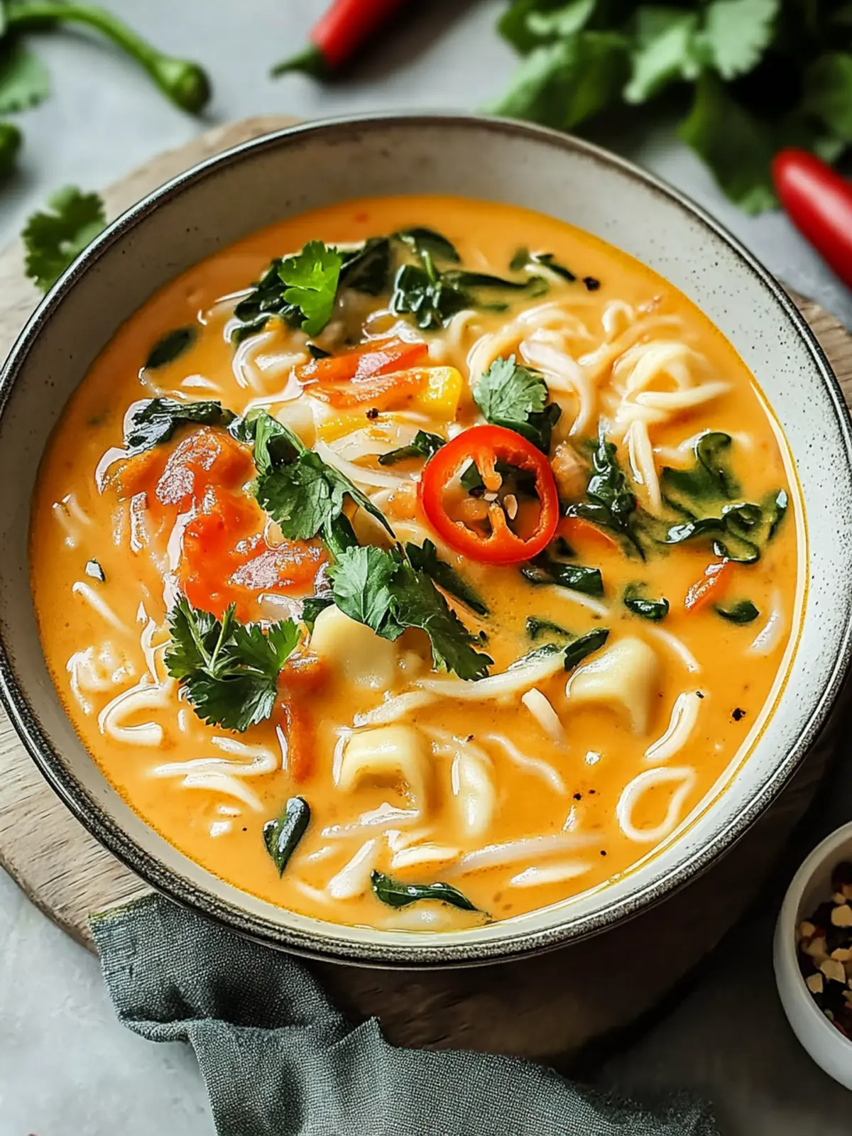 Asiatische Kokos-Curry-Suppe mit Reisnudeln - Schnell & Lecker 4 Asiatische Kokos-Curry-Suppe mit Reisnudeln