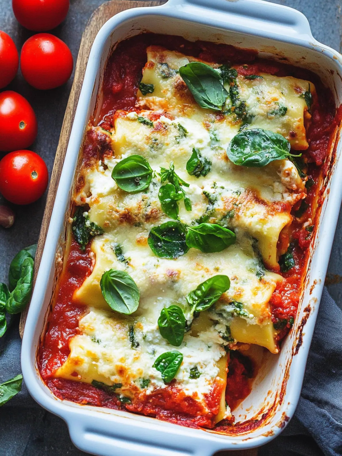 Spinat-Cannelloni mit Ricotta und Tomaten: Ein Genuss für alle! 2 Spinat-Cannelloni mit Ricotta und Tomaten