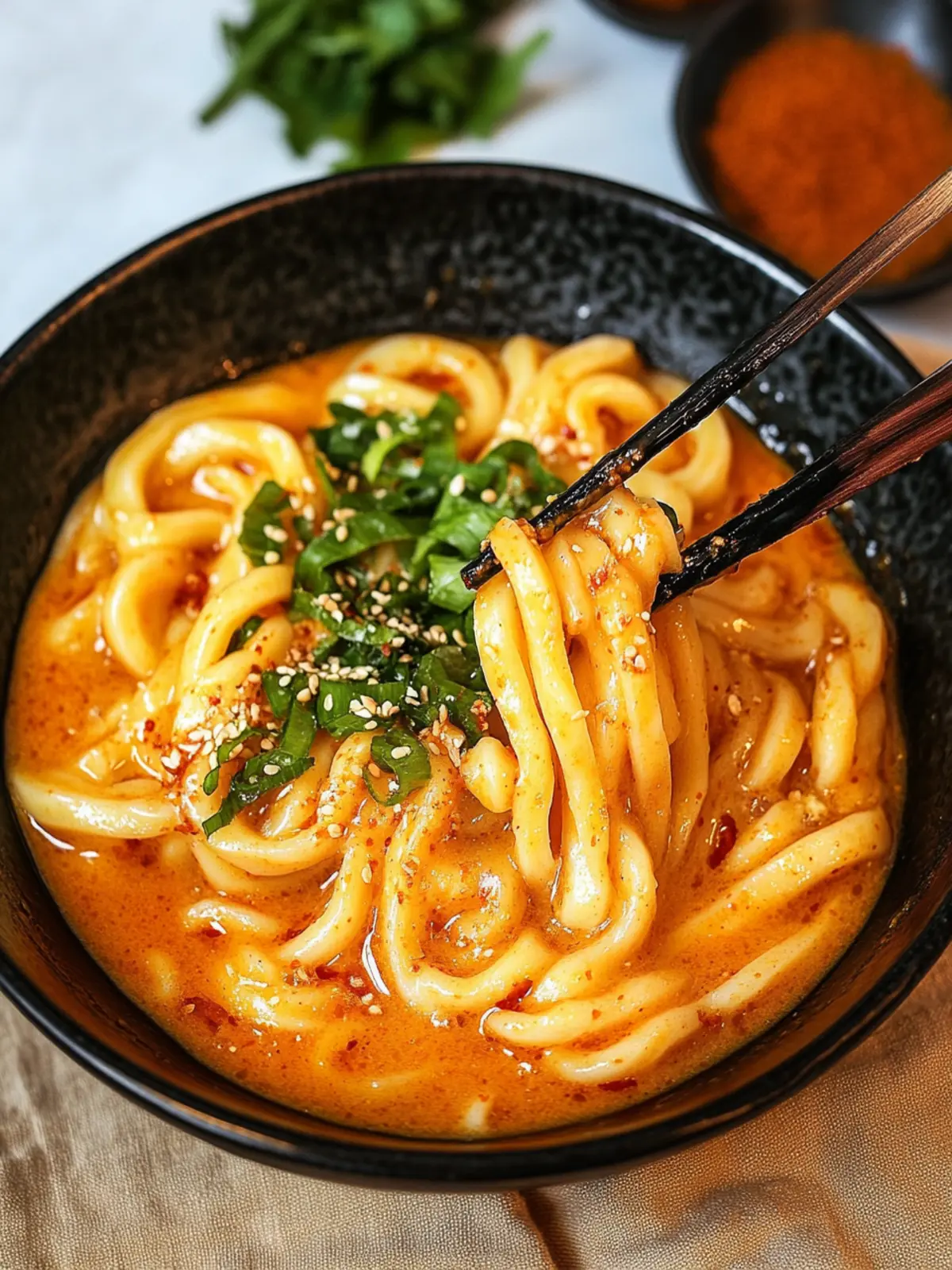 Cremige Gochujang Udon Nudeln für einen schnellen Genuss 5 Cremige Gochujang Udon Nudeln