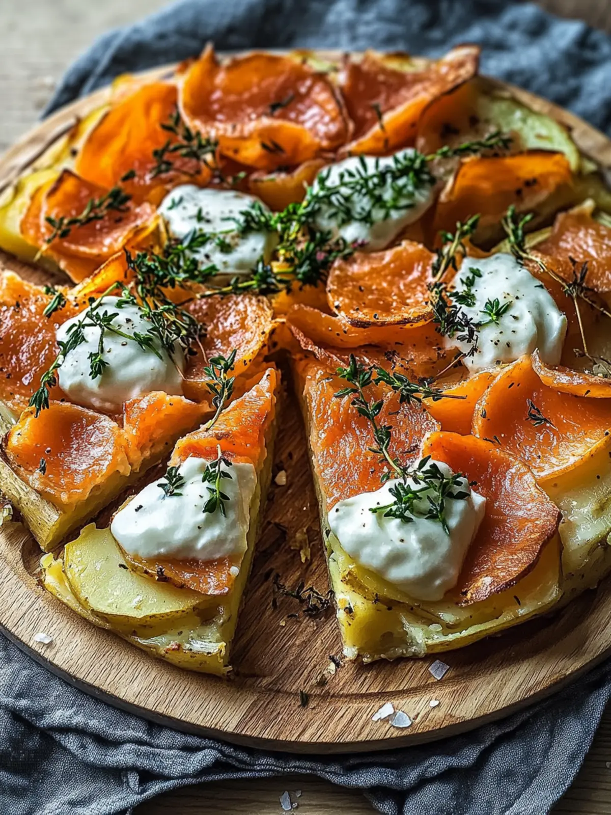 Knusprige Kartoffelgalette mit Räucherlachs und Crème Fraîche genießen 2 Crispy potato galette with smoked salmon and crème fraîche
