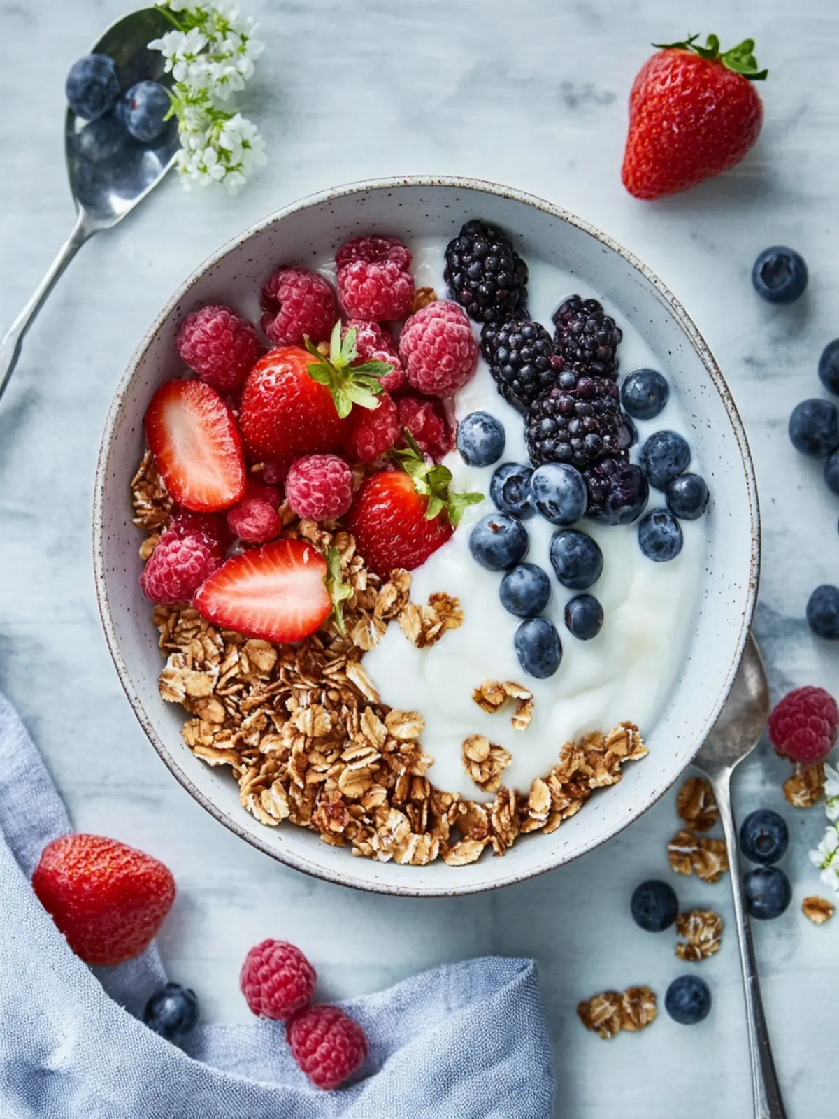 "Gesunde Müsli-Schüssel mit knusprigem Granola und Früchten" 5 Müsli-Schüssel