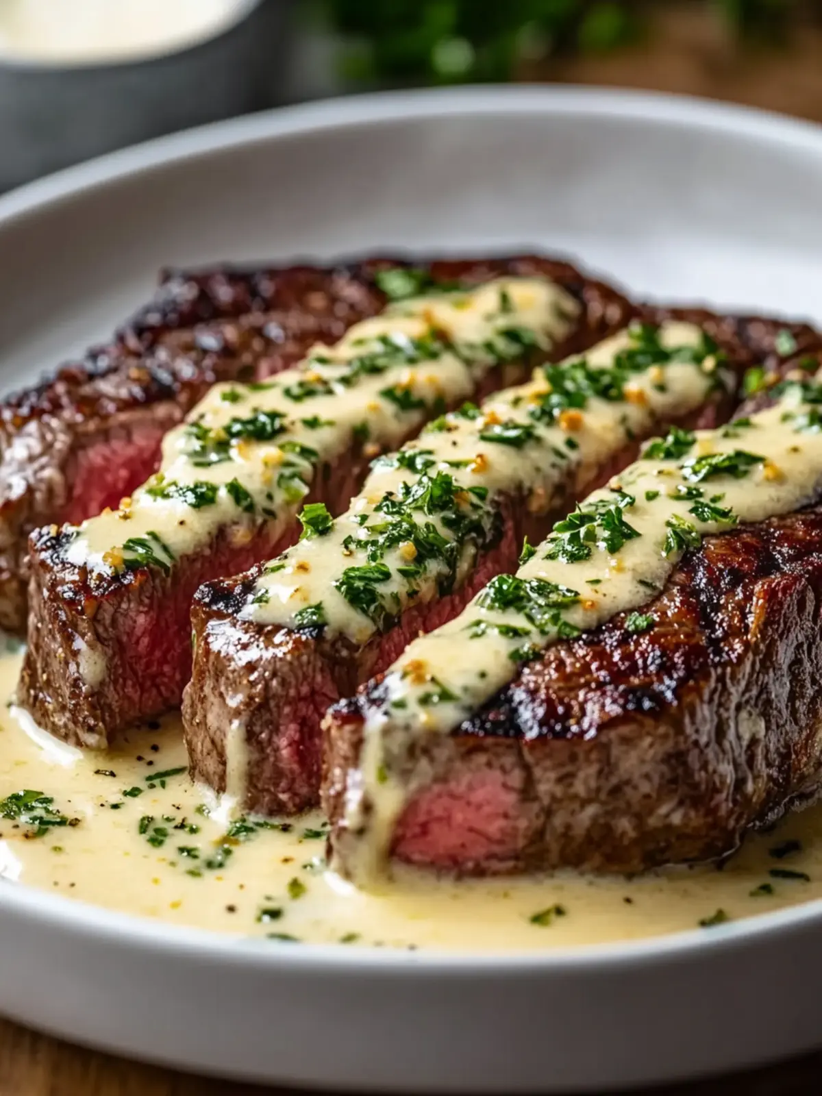 Knoblauchbutter-Steak mit Parmesan-Cremesauce Rezept