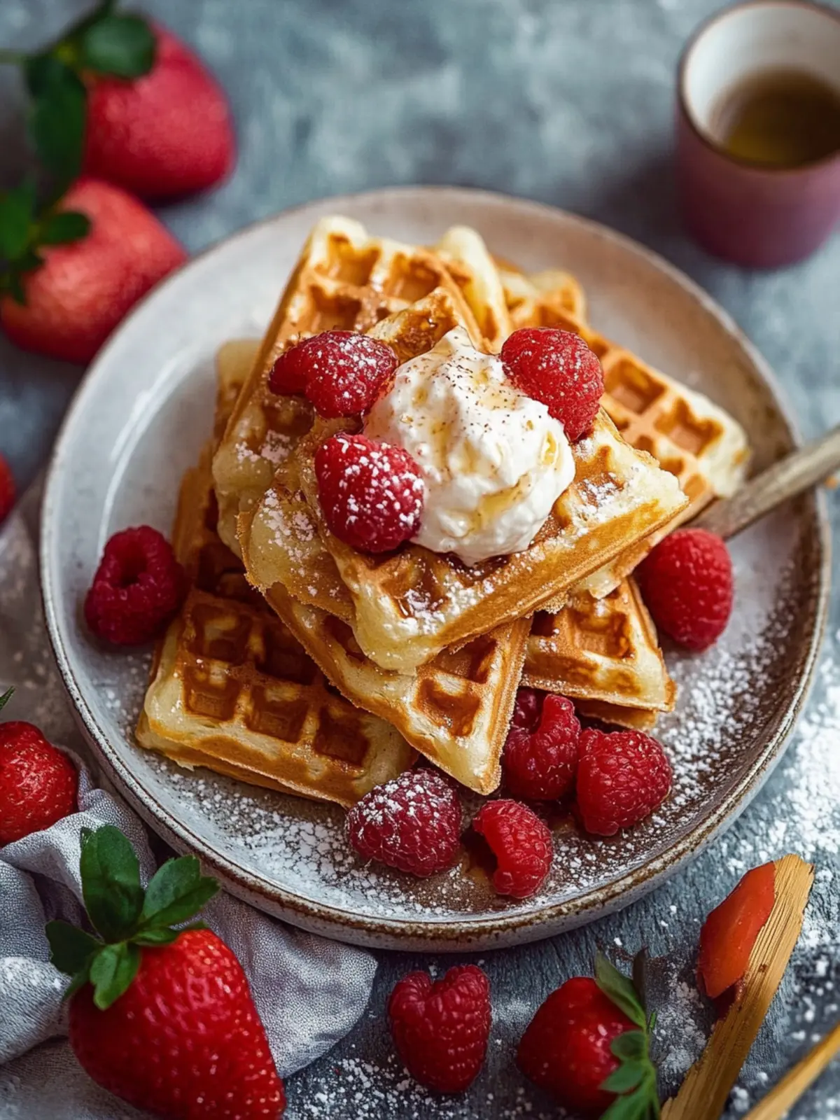 Himmlisch fluffige Belgische Waffeln für das perfekte Frühstück 4 Belgische Waffeln