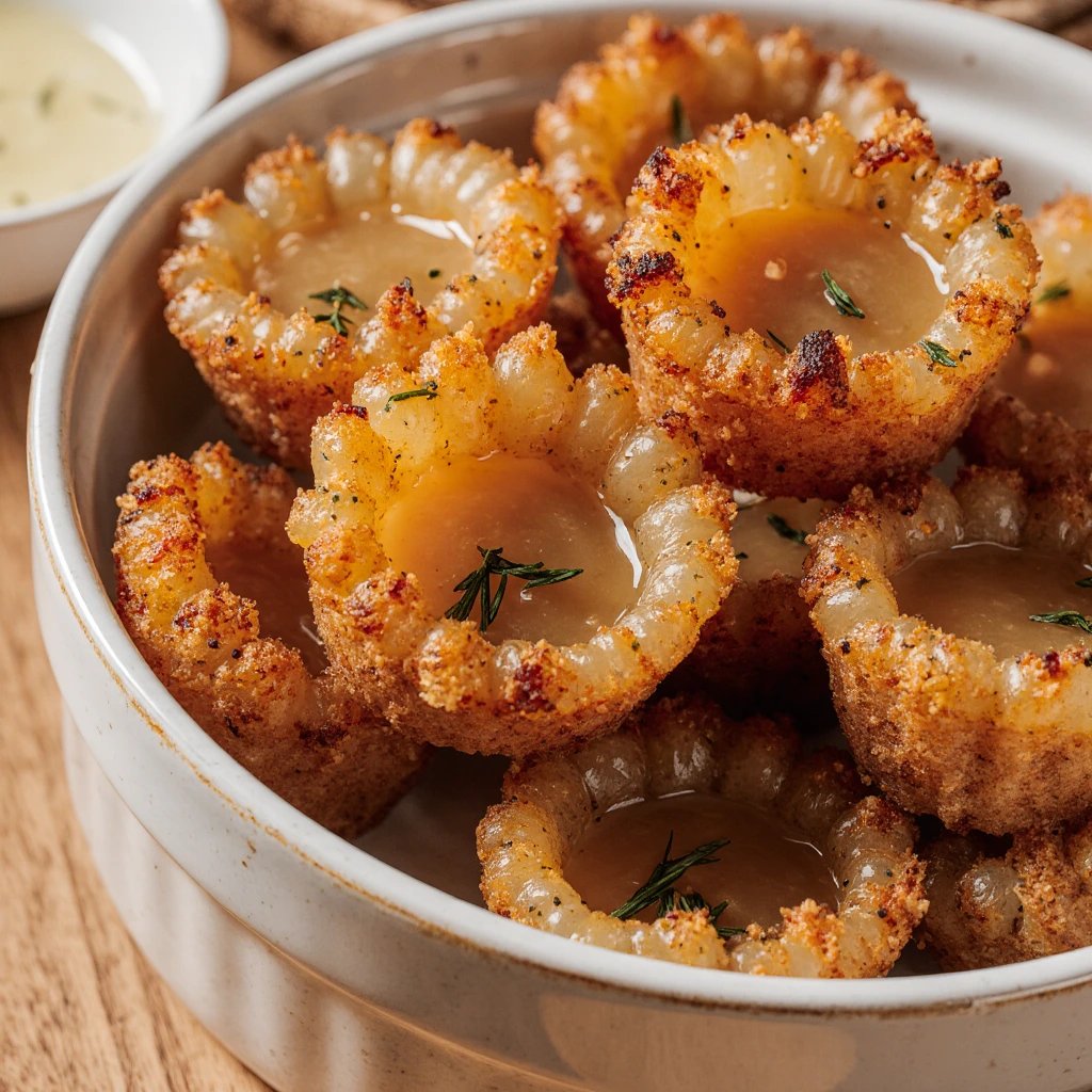 Bissgroße blühende Zwiebeln: Knuspriger Snack für Feste 3 Bissgroße blühende Zwiebeln: Knuspriger Snack für Feste