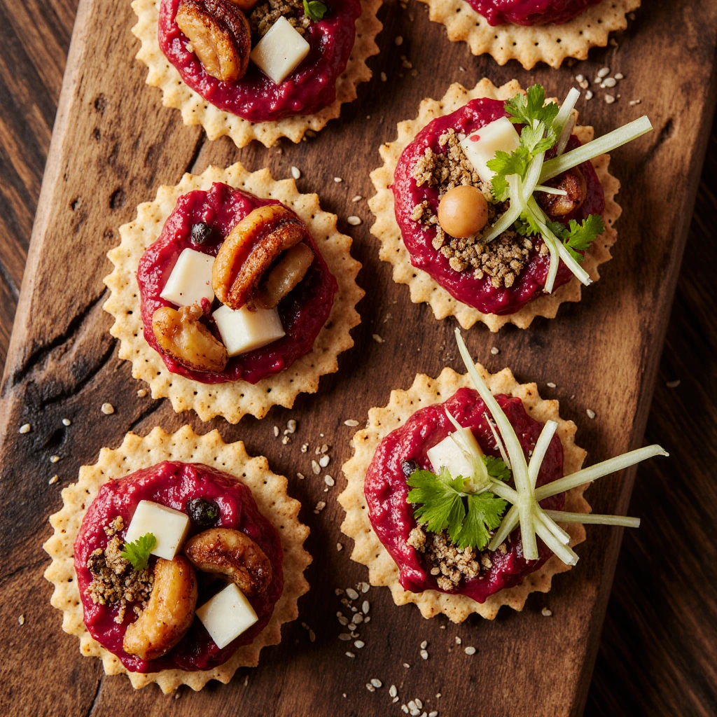 Rote-Bete-Hummus trifft auf knusprige Cracker: Bunt und Lecker 3 Rote-Bete-Hummus trifft auf knusprige Cracker: Bunt und Lecker