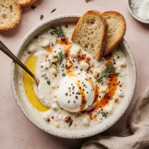 Türkische Eier mit cremigem Joghurt und Buttersauce genießen 2 Türkische Eier mit cremigem Joghurt und Buttersauce genießen