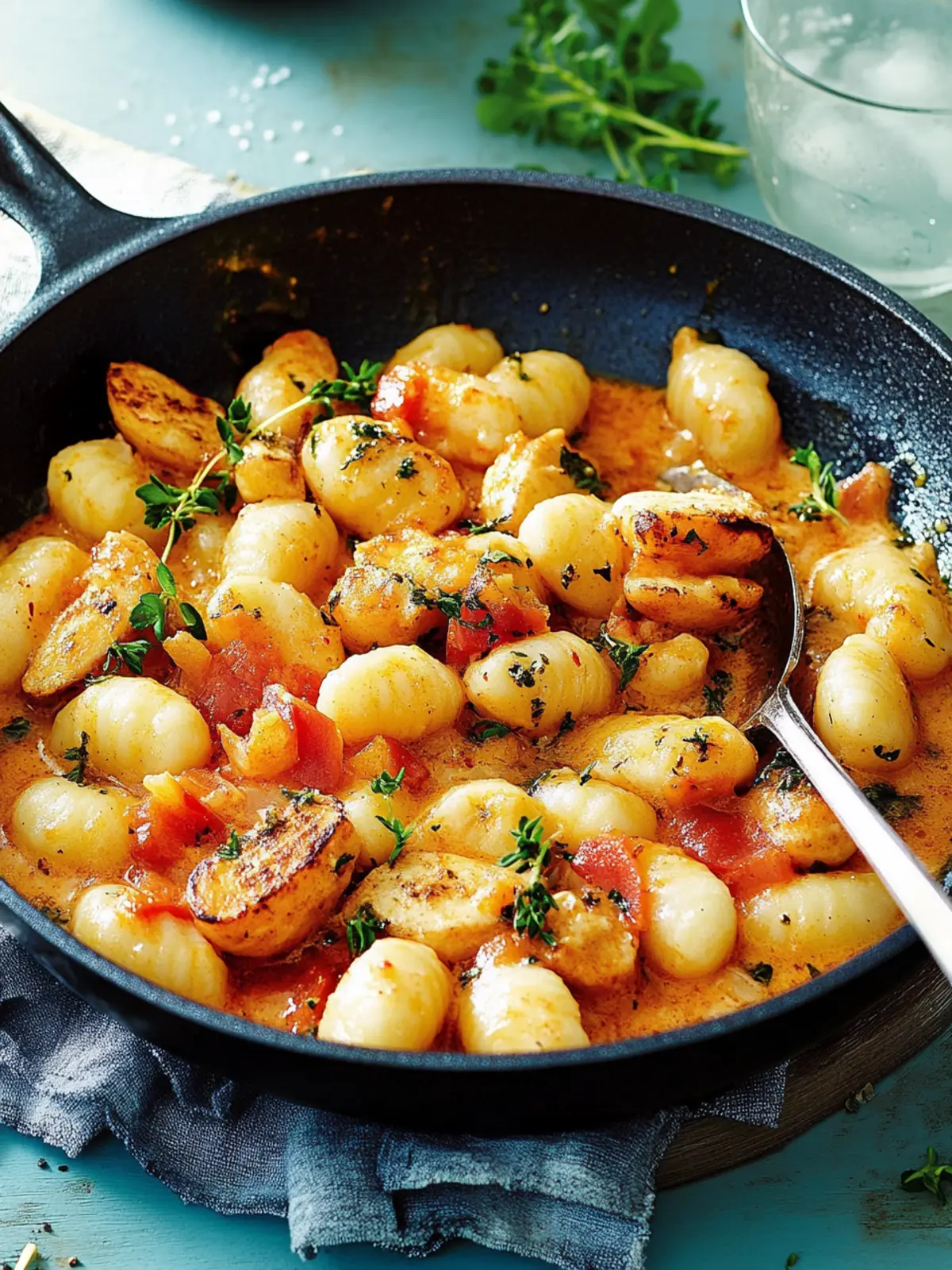 Herzhafter Knoblauchhühnchen-Gnocchi-Pfanne
