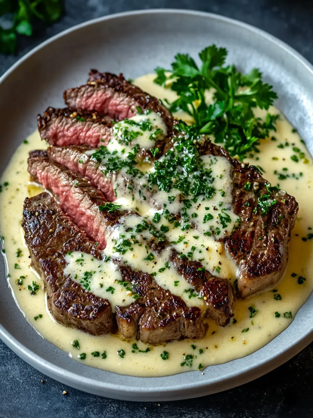 Knoblauchbutter-Steak mit Parmesan-Cremesauce Rezept für Genussexperten 5 Knoblauchbutter-Steak mit Parmesan-Cremesauce Rezept