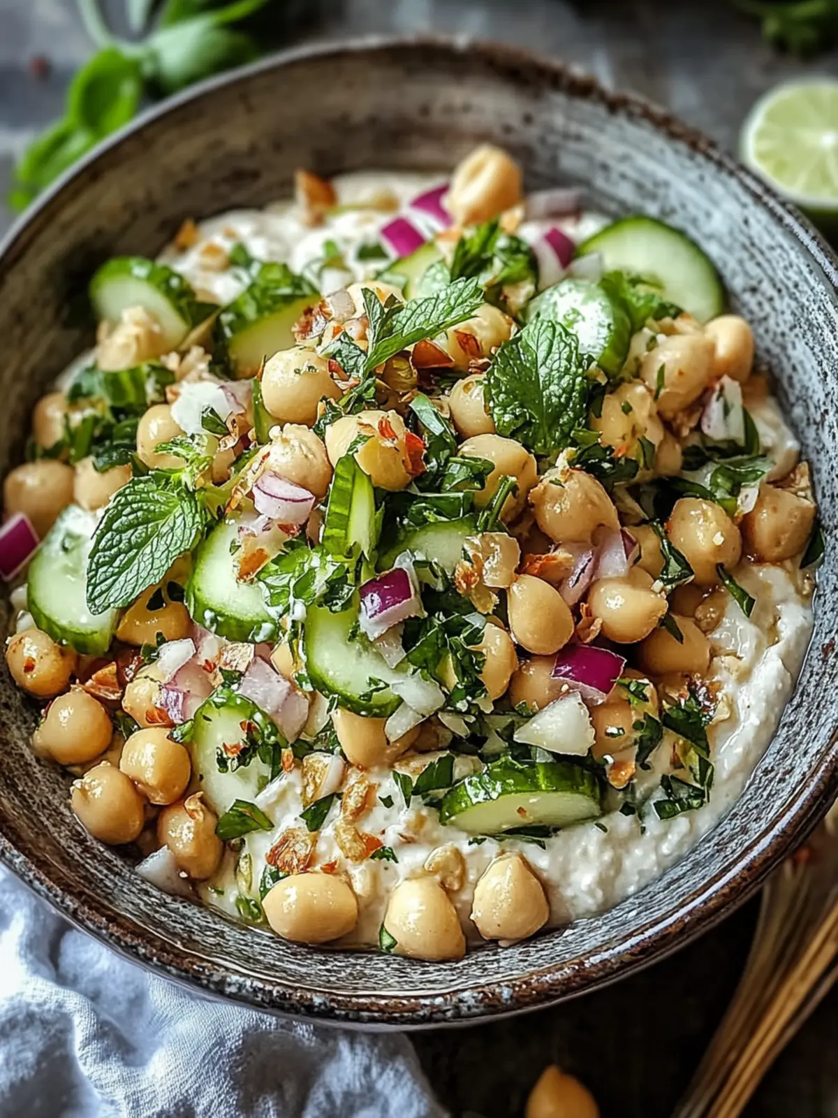 Köstlicher Tahini-Zitronen-Kichererbsen-Salat für jeden Tag 4 Tahini-Zitronen-Kichererbsen-Salat