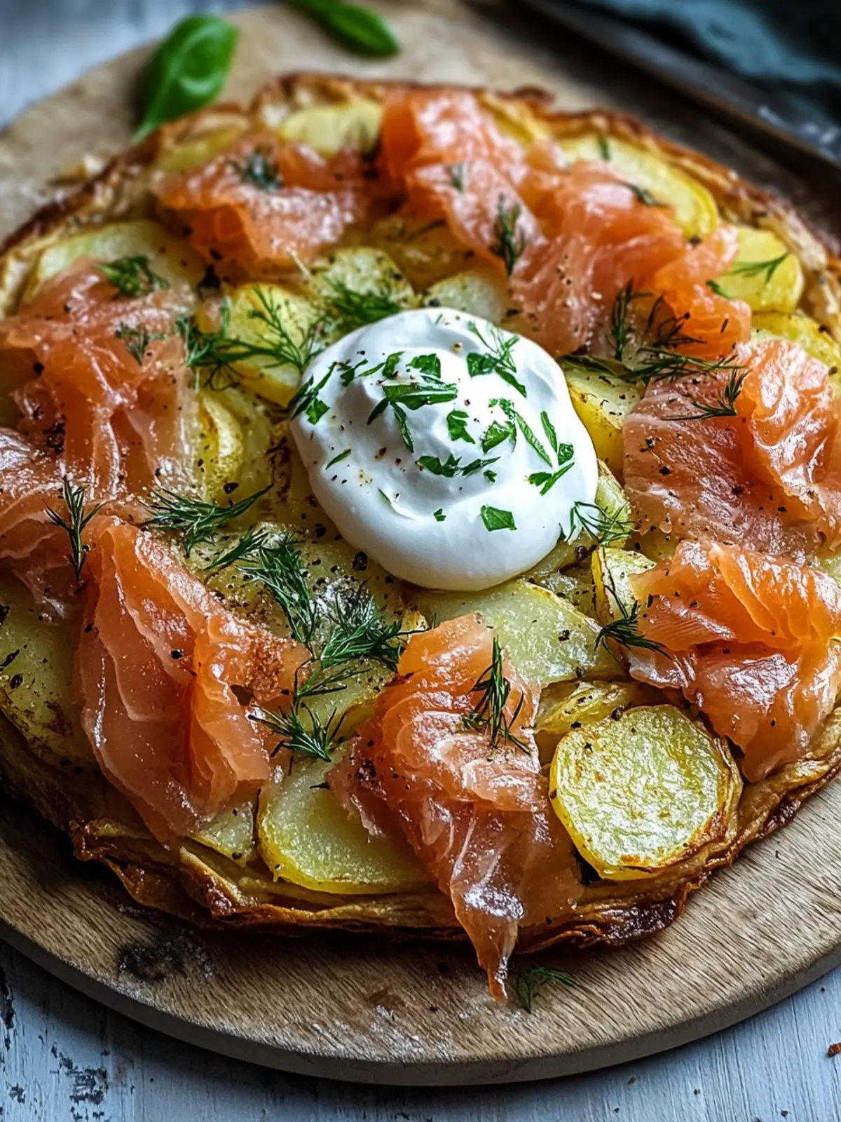 Knusprige Kartoffelgalette mit Räucherlachs und Crème Fraîche genießen 5 Crispy potato galette with smoked salmon and crème fraîche