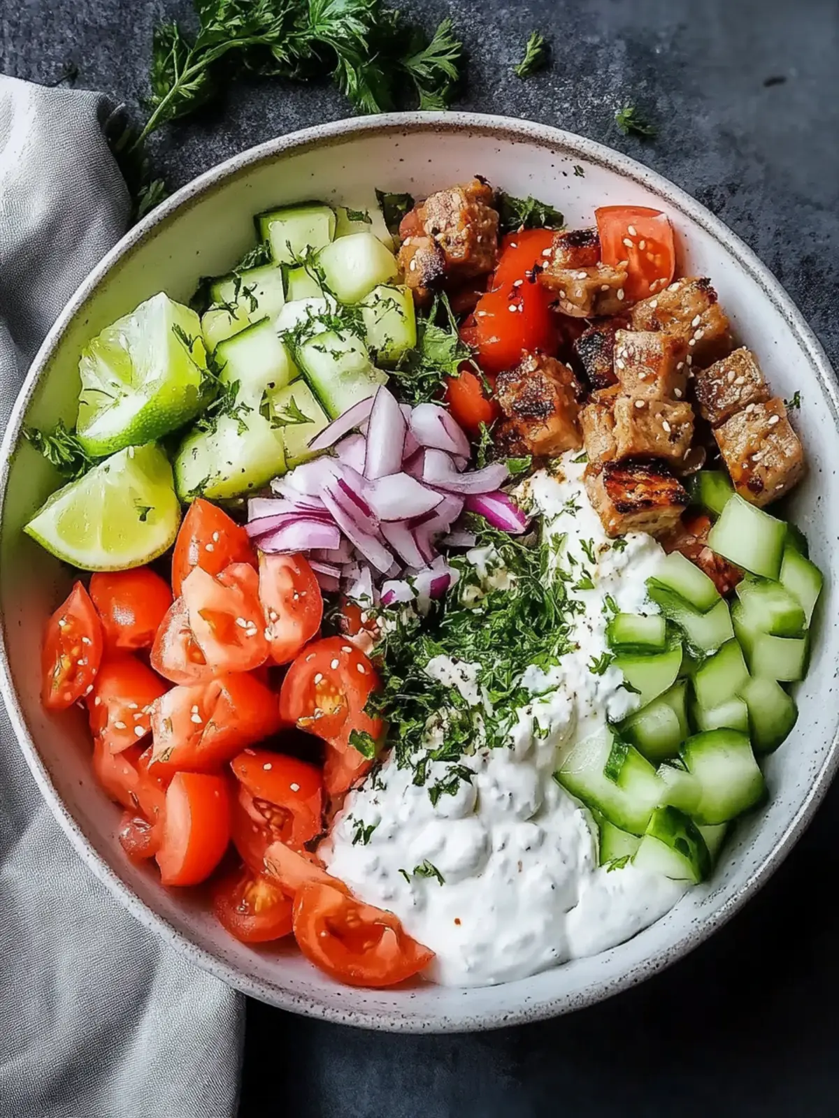 Gesunde Kebab-Bowl mit hohem Eiweißgehalt für schnelle Power-Mahlzeiten 4 Gesunde Kebab-Bowl mit hohem Eiweißgehalt