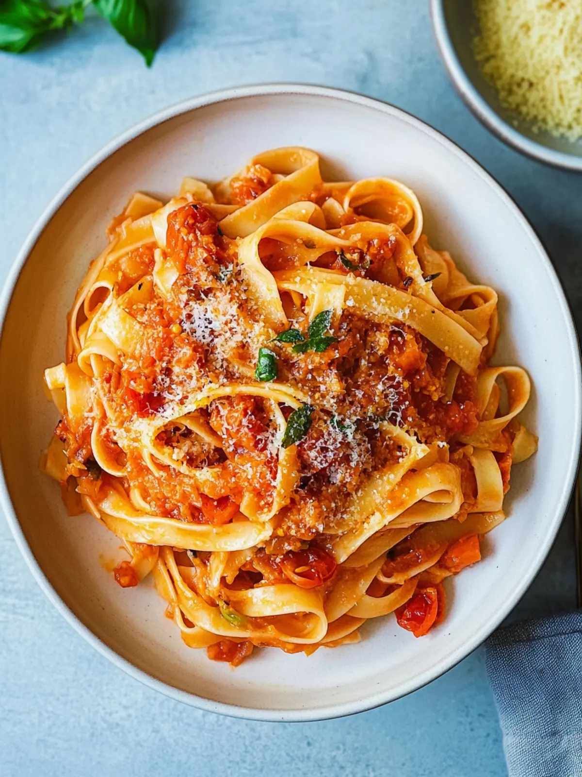 Vegane Tagliatelle mit cremiger Blumenkohl-Tomaten-Sauce 5 Tagliatelle with cauliflower-tomato sauce