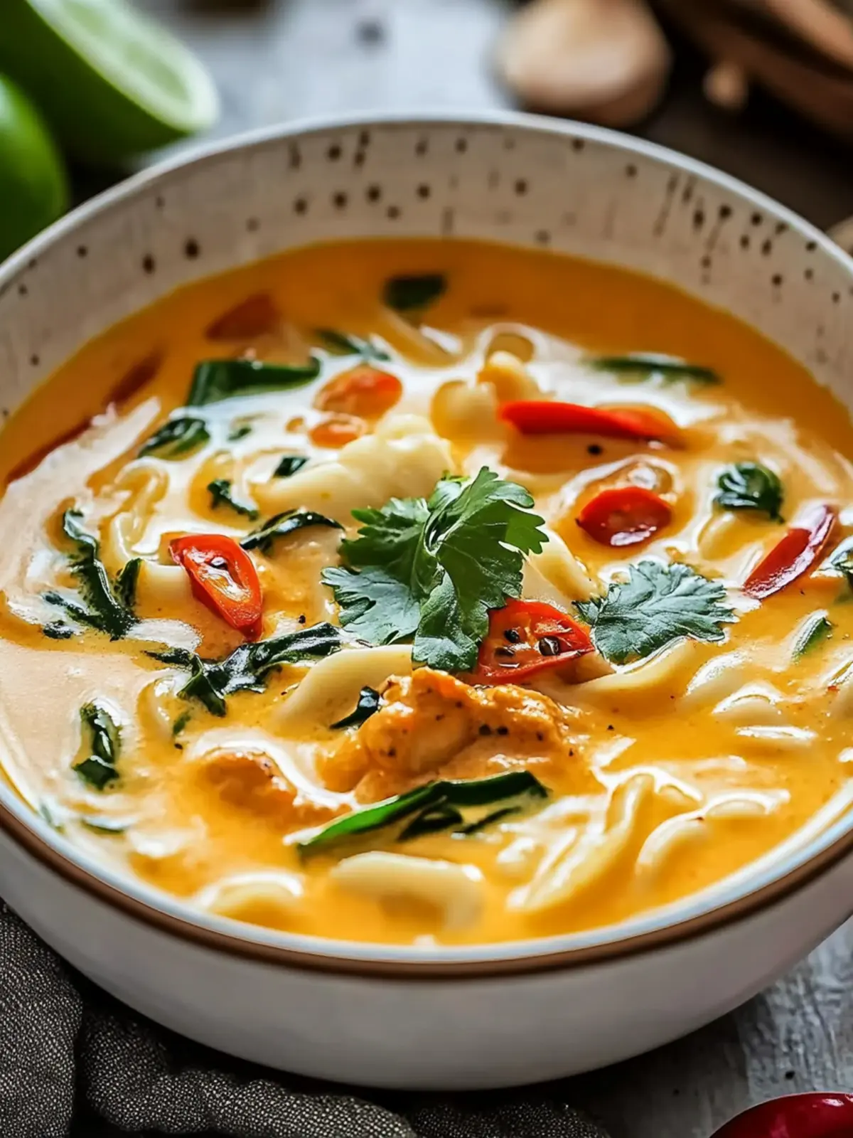 Asiatische Kokos-Curry-Suppe mit Reisnudeln - Schnell & Lecker 5 Asiatische Kokos-Curry-Suppe mit Reisnudeln