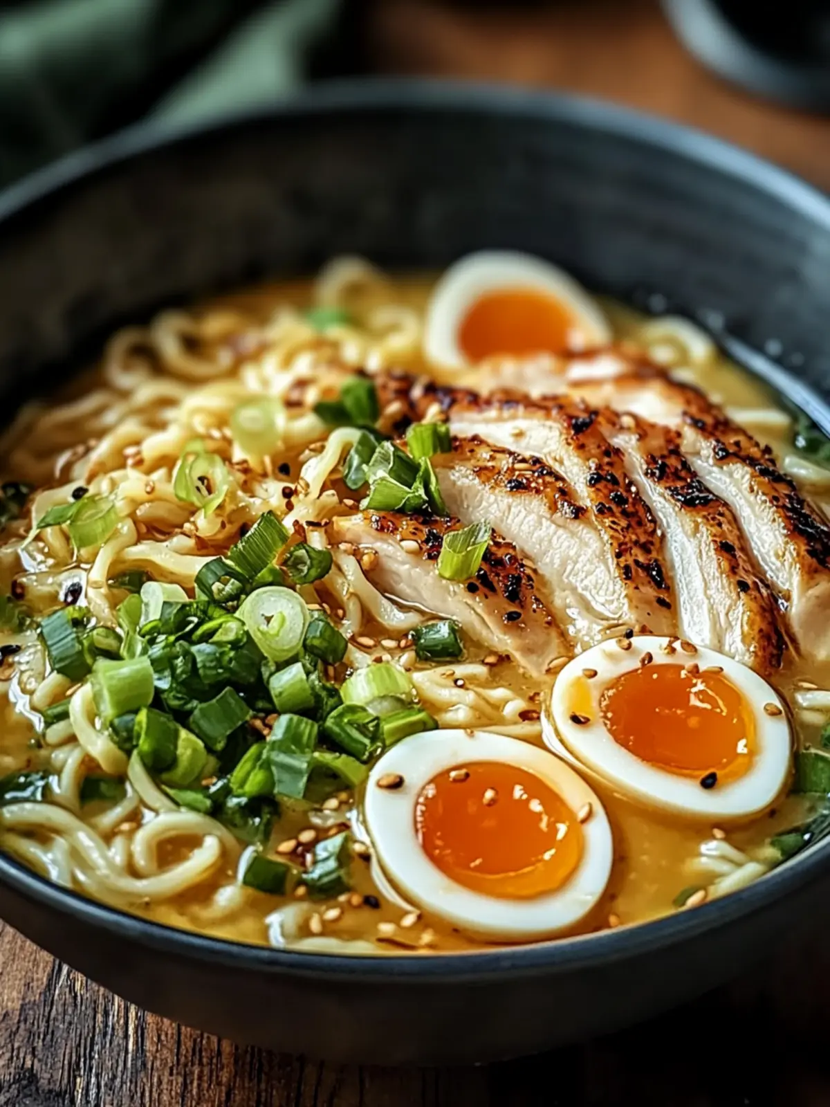 Hähnchen Ramen mit cremiger Knoblauchsoße für echte Genussmomente 2 Hähnchen Ramen mit cremiger Knoblauchsoße