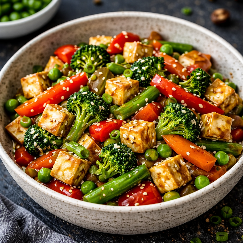 Leckere Gemüsepfanne mit Tofu und Sesam für schnelle Gerichte 3 Leckere Gemüsepfanne mit Tofu und Sesam für schnelle Gerichte
